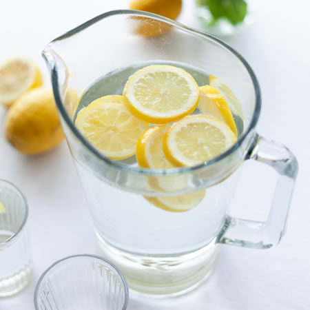 Pitcher of lemon water